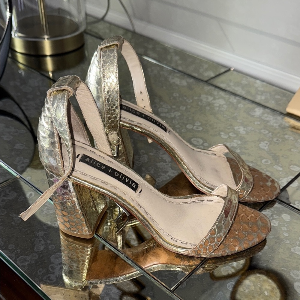 Alice + Olivia Gold Glitter Heels